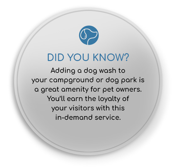 Did you know? Adding a dog wash to your campground or dog park is a great amenity for pet owners. You’ll earn the loyalty of your visitors with this in-demand service.